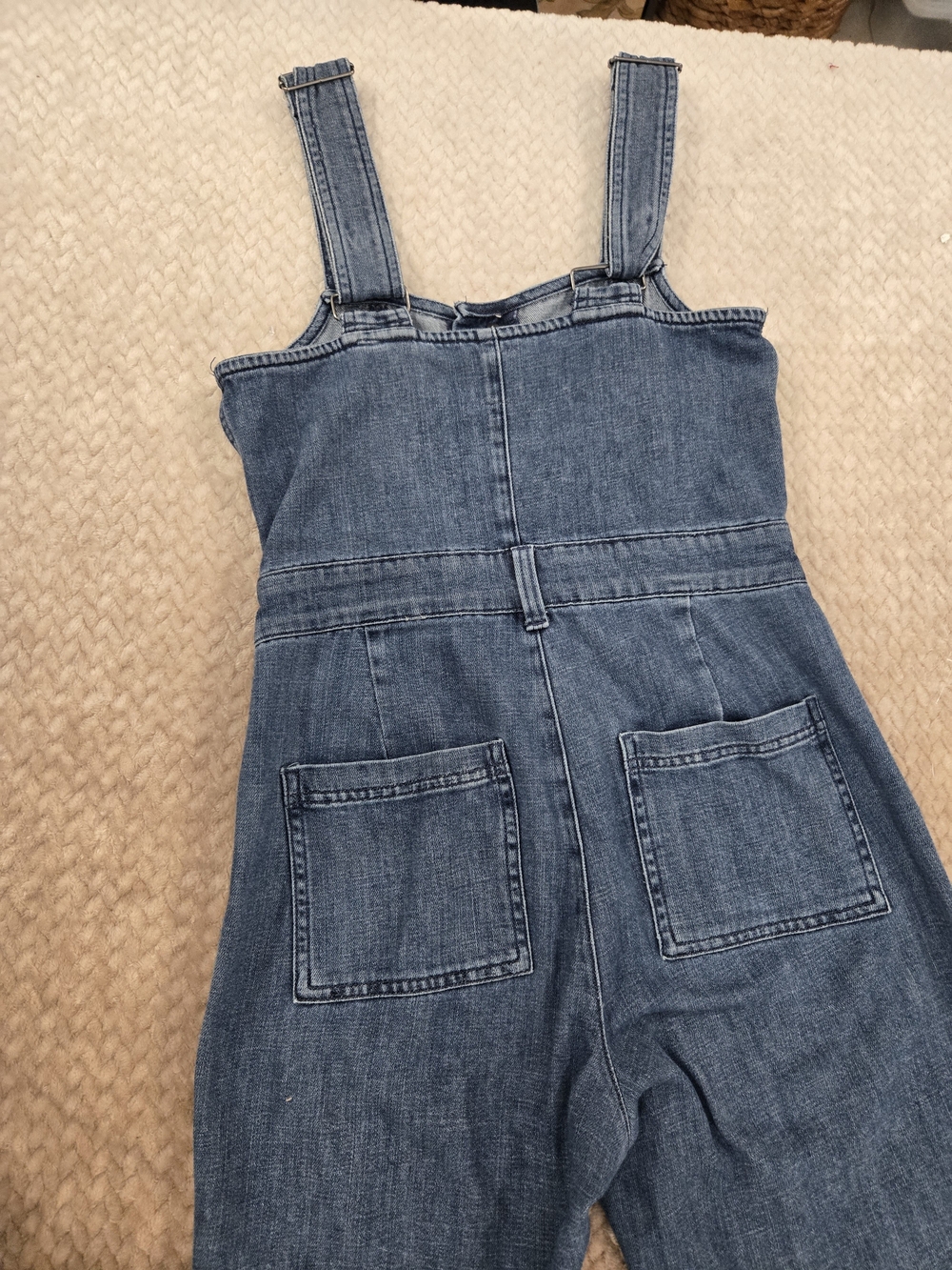 Aerie Denim Wide Leg Jumpsuit Small Button Front Utility Pocket Overalls - Picture 11 of 15